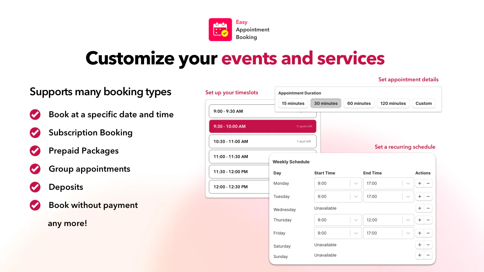 screenshot of Easy Appointment Booking